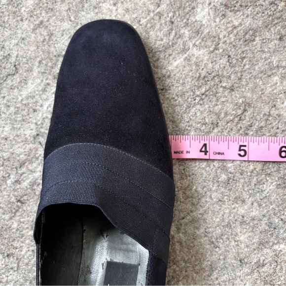 Stuart Weitzman dark navy blue suede heeld slip ons - Picture 9 of 16